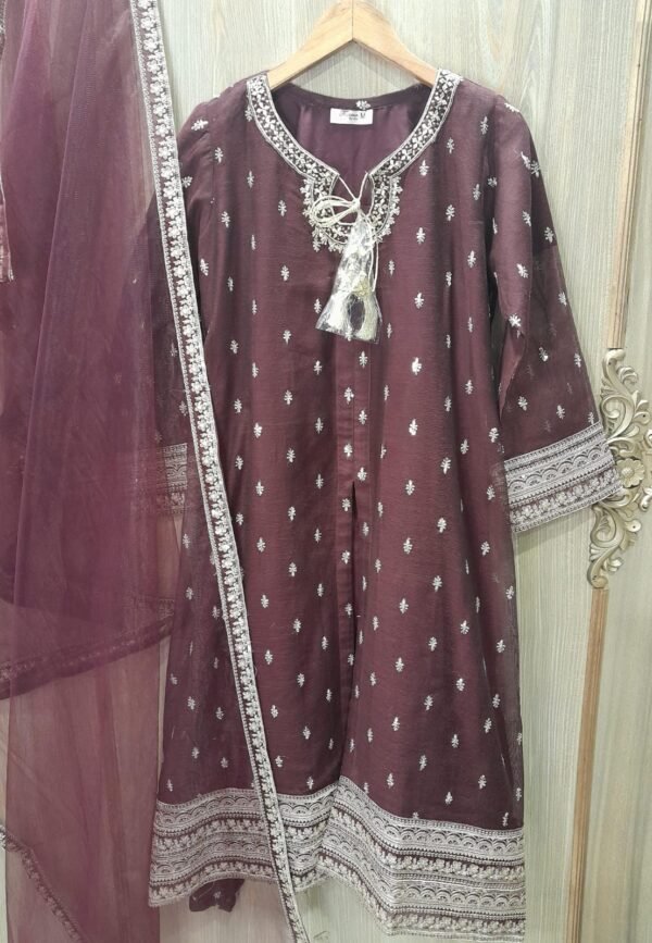 center-cut-frock-dk-plum-2.jpeg Center Cut Frock 3 Pc Set