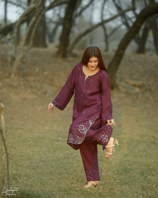 Raw Silk Hand Embroidered Co-Ordinate Set.