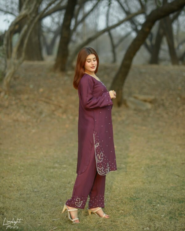 Raw Silk Hand Embroidered Co-Ordinate Set.