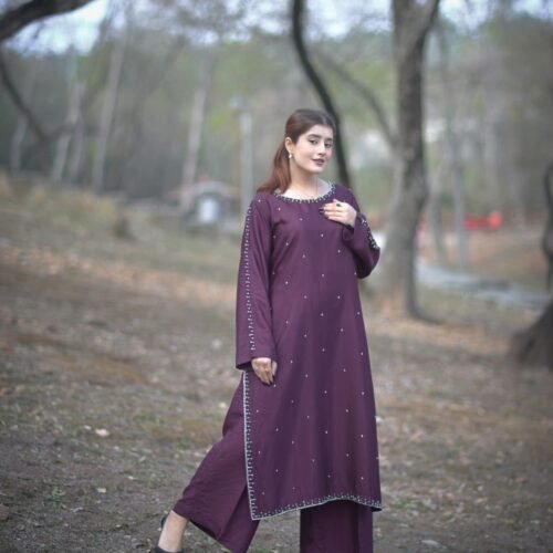 Raw Silk Hand Embroidered Co-Ordinate Set.