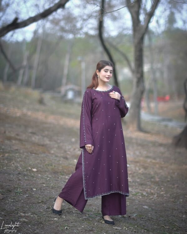 Raw Silk Hand Embroidered Co-Ordinate Set.