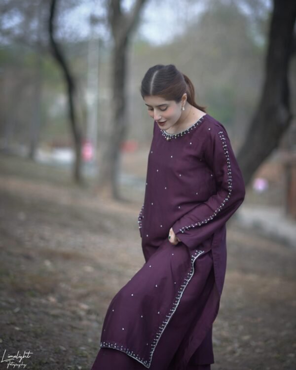 Raw Silk Hand Embroidered Co-Ordinate Set.