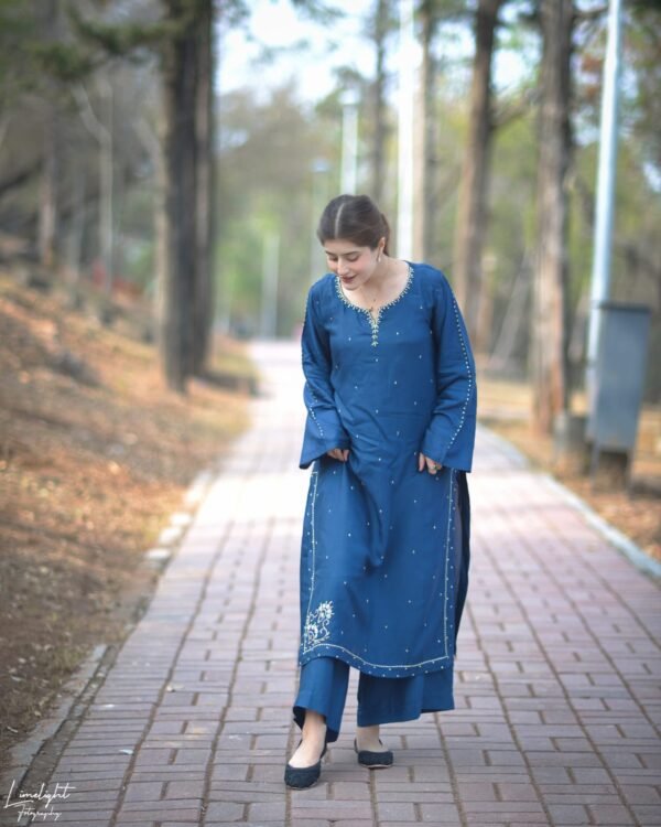 Raw Silk Hand Embroidered Co-Ordinate Set.