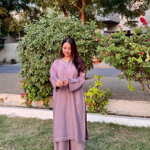 Raw Silk Hand Embroidered Co-Ordinate Set.