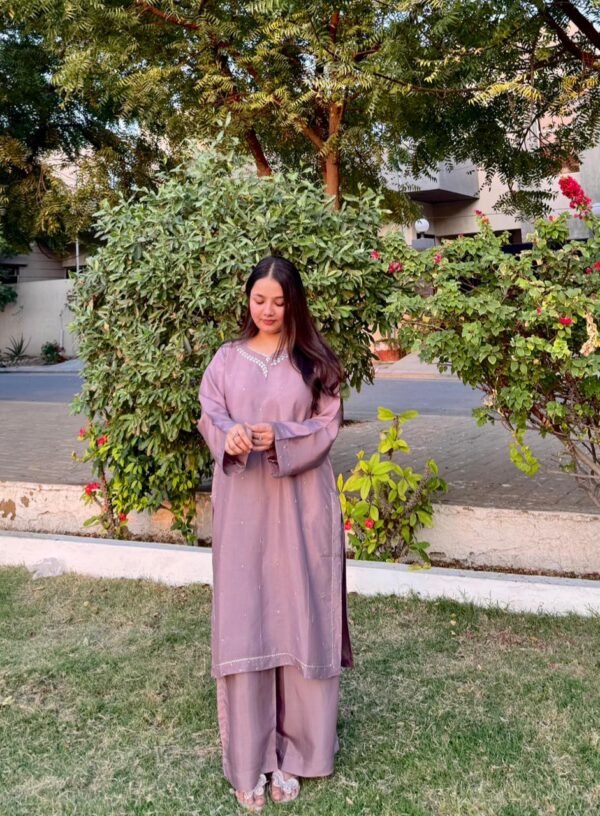 Raw Silk Hand Embroidered Co-Ordinate Set.