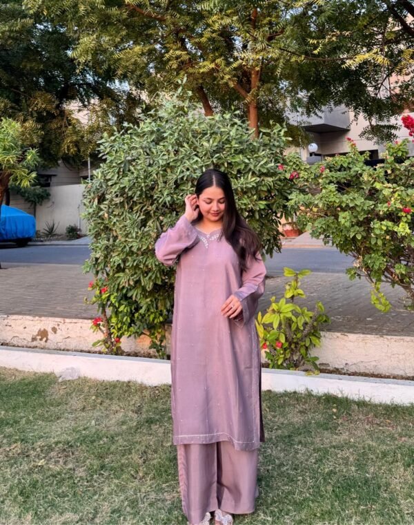 Raw Silk Hand Embroidered Co-Ordinate Set.