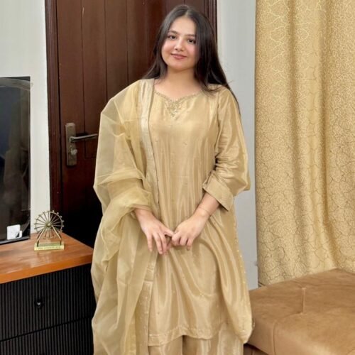 WhatsApp Image 2026-03-04 at 7.15.15 PM (1) Raw Silk Hand Embroidered Co-Ordinate Set.