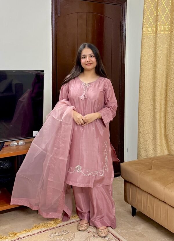 WhatsApp Image 2026-03-04 at 7.15.15 PM Raw Silk Hand Embroidered Co-Ordinate Set.