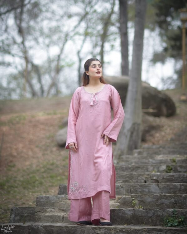 Raw Silk Hand Embroidered Co-Ordinate Set.